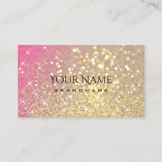 Luxe Goud Roze Paarse Glitter Sterren Elegantie Visitekaartje (Voorkant)