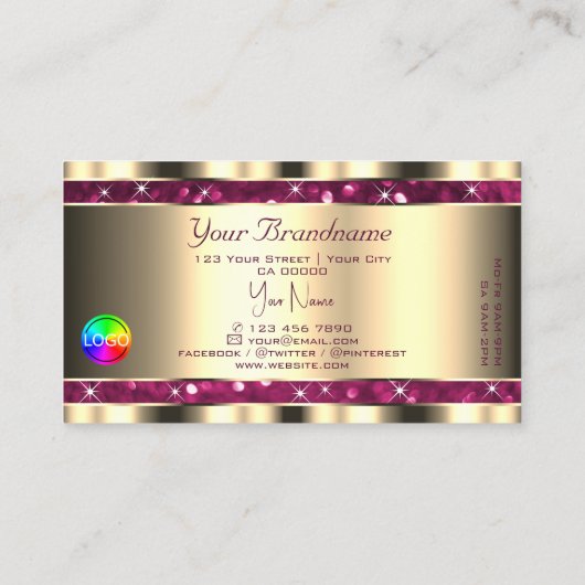 Luxe Goud Roze Sparkle Glitter Sterren toevoegen L Visitekaartje (Achterkant)