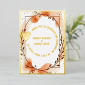 Luxe goud rustieke boho bloemenbruiloft folie uitnodiging (Staand Voorkant)