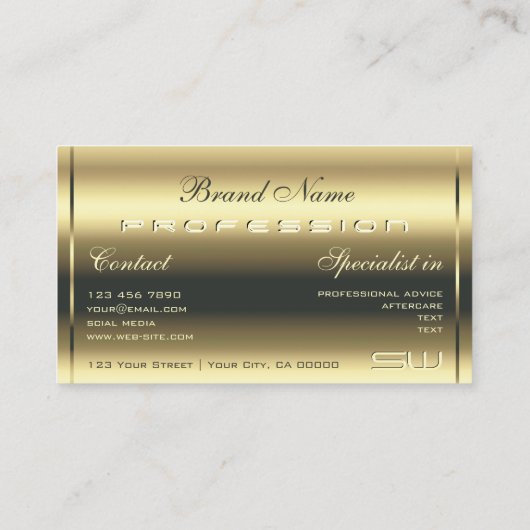 Luxe Goud Shimmery Kleuren en Initialen Stijlvol Visitekaartje (Achterkant)
