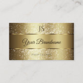 Luxe Goud Sparkling Glitter en Monogram Chic Visitekaartje (Voorkant)