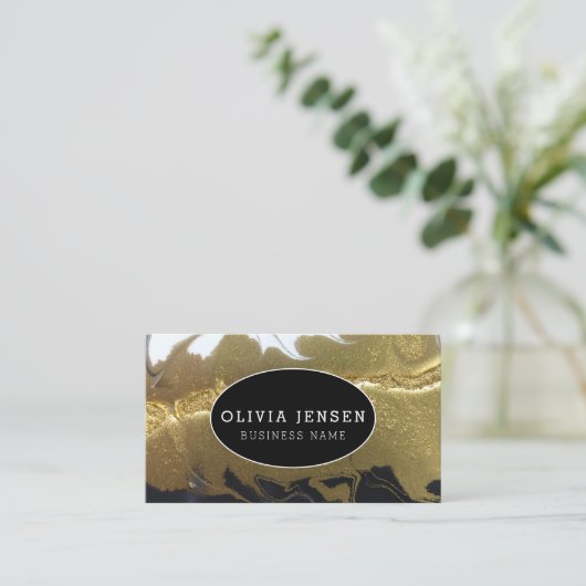 Luxe Goud Sparkling Glitter Glamoureus Marmer Visitekaartje (Staand voorkant)