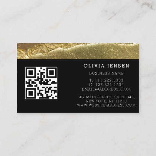 Luxe Goud Sparkling Glitter Glamoureus Marmer Visitekaartje (Achterkant)