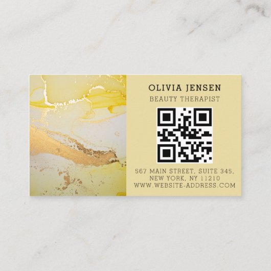 Luxe Goud Sparkling Glitter Glamoureus Marmer Visitekaartje (Achterkant)