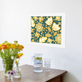 Luxe Goud Stoffig Blauw abstract Modern Flower Rea Folie Afdrukken (Laag (Keuken))