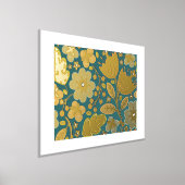 Luxe Goud Stoffig Blauw abstract Modern Flower Rea Folie Afdrukken (Laagn)