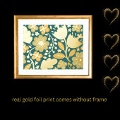 Luxe Goud Stoffig Blauw abstract Modern Flower Rea Folie Afdrukken