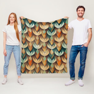 Luxe Goud Teal Art Deco Abstract Patroon Fleece Deken