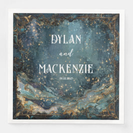 Luxe Goud Teal Nevel Hemelgolf Abstract Servet