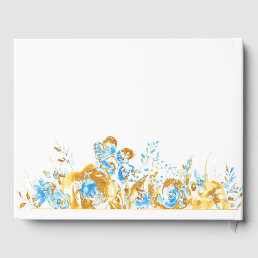 Luxe goud turquoise bloemenbruiloft gastenboek (Achterkant)