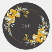 Luxe Goud Turquoise Monogram Huwelijk Ronde Sticker (Voorkant)