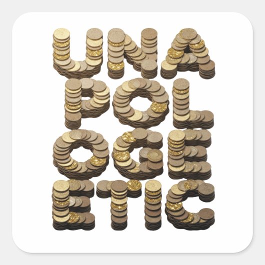 Luxe Goud UNA POLLOGRAPHIC Decal Kunst Vierkante Sticker (Voorkant)