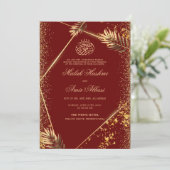 Luxe Goud Verlaat Islamitische Moslim Bruiloft Bou Kaart (Staand voorkant)