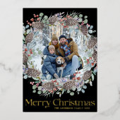 Luxe Goud Vrolijk Kerstfeest & Krans Folie Feestdagenkaart (Voorkant)