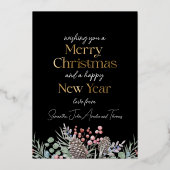 Luxe Goud Vrolijk Kerstfeest & Krans Folie Feestdagenkaart (Achterkant)