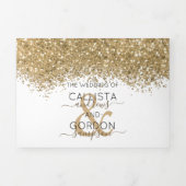 Luxe Goud Wit Glitter Registry Detail RSVP Drieluik Uitnodiging (Cover)