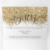Luxe Goud Wit Glitter Registry Detail RSVP Drieluik Uitnodiging (Binnenzijde eerst)