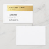 Luxe Goud Wit Modern Elegant Eenvoudig Ontwerp Visitekaartje (Voorkant / Achterkant)