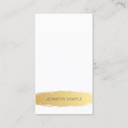 Luxe Goud Wit Modern Elegant Eenvoudig Vlak Visitekaartje (Voorkant)