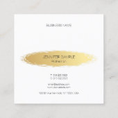 Luxe Goud Wit Modern Elegant Eenvoudige Sjabloon Vierkante Visitekaartje (Achterkant)