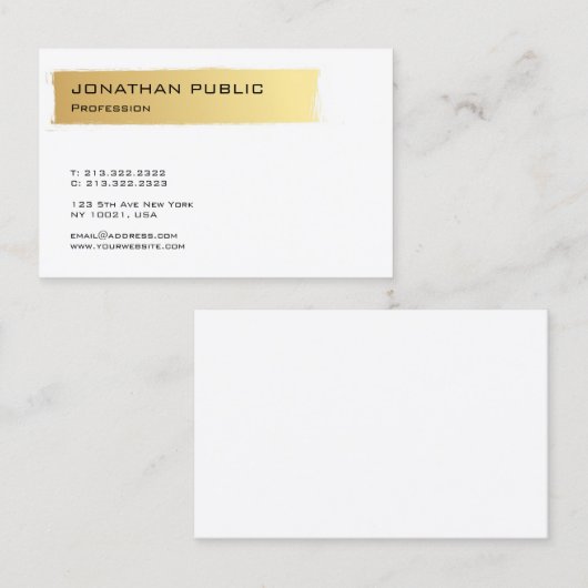 Luxe Goud Wit Modern Elegant Minimalist Visitekaartje (Voorkant / Achterkant)