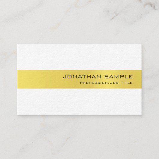 Luxe Goud Wit Verfijnd Modern Ontwerp Visitekaartje (Voorkant)
