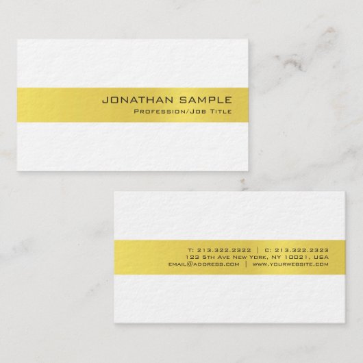 Luxe Goud Wit Verfijnd Modern Ontwerp Visitekaartje (Voorkant / Achterkant)