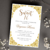 Luxe Goud  Wit Zoet Zestien 16 Verjaardag Kaart