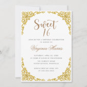 Luxe Goud Wit Zoet Zestien 16 Verjaardag Kaart (Voorkant)