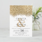 Luxe Goud Witte Glitter Confetti Verlovingsfeestje Kaart (Staand voorkant)