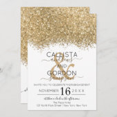 Luxe Goud Witte Glitter Confetti Verlovingsfeestje Kaart (Voorkant / Achterkant)