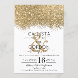 Luxe Goud Witte Glitter Confetti Verlovingsfeestje Kaart