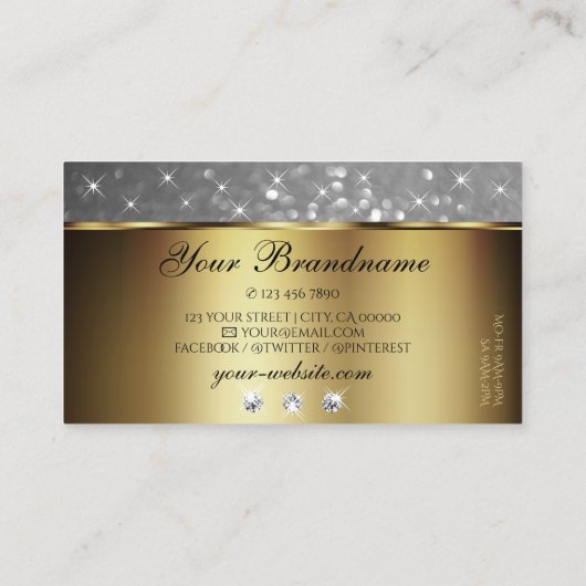 Luxe Goud Zilver Glitter Sparkle Stars Juwelen Visitekaartje (Achterkant)