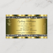 Luxe Goud Zilver Glitter Sterren Monogram Edel Visitekaartje (Achterkant)