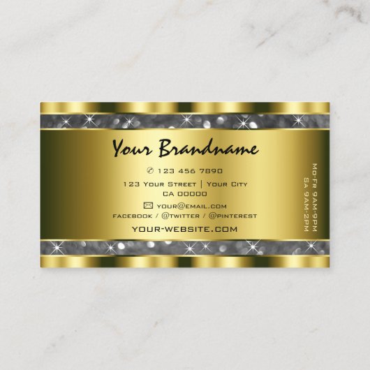 Luxe Goud Zilver Glitter Sterren Noble Superb Visitekaartje (Achterkant)