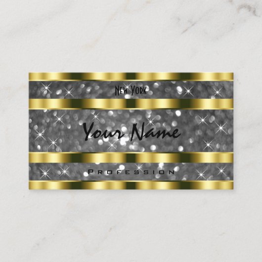 Luxe Goud Zilver Glitter Sterren Noble Superb Visitekaartje (Voorkant)