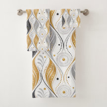 Luxe Goud Zilver Zwart Art Deco Abstract Patroon