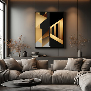 Luxe Goud Zwart Abstract Canvas Afdruk