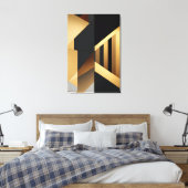Luxe Goud Zwart Abstract Canvas Afdruk (Insitu (Slaapkamer))