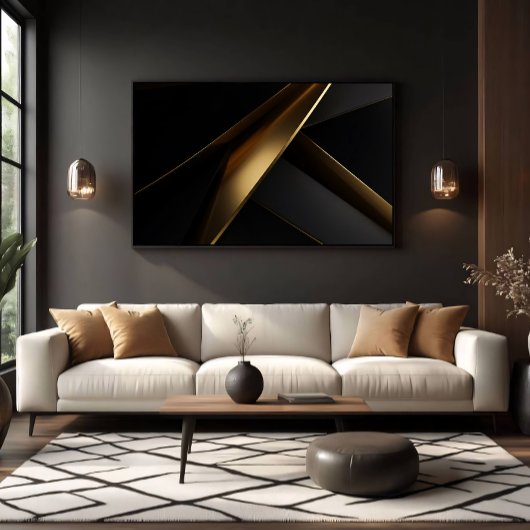 Luxe Goud Zwart Abstract Geometrisch Canvas Afdruk
