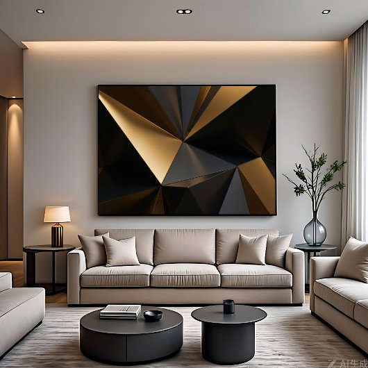 Luxe Goud Zwart Abstract Geometrisch Canvas Afdruk