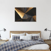 Luxe Goud Zwart Abstract Geometrisch Canvas Afdruk (Insitu (Slaapkamer))
