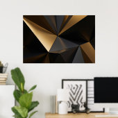 Luxe Goud Zwart Abstract Geometrisch Poster (Thuiskantoor)