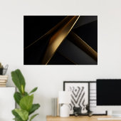 Luxe Goud Zwart Abstract Geometrisch Poster (Thuiskantoor)