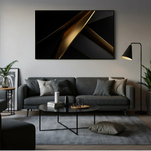 Luxe Goud Zwart Abstract Geometrisch Poster