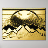 Luxe Goud Zwart abstract Landschap Echt Folie Afdrukken (Voorkant)