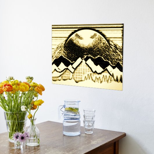 Luxe Goud Zwart abstract Landschap Echt Folie Afdrukken (Laag (Keuken))