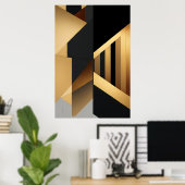 Luxe Goud Zwart Abstract Poster (Thuiskantoor)