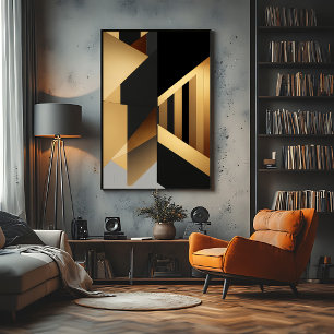 Luxe Goud Zwart Abstract Poster