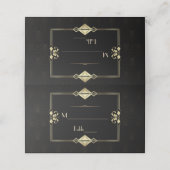 Luxe Goud Zwart Art Deco 1920 Huwelijk Plaatskaartje (Buitenkant ongevouwen)